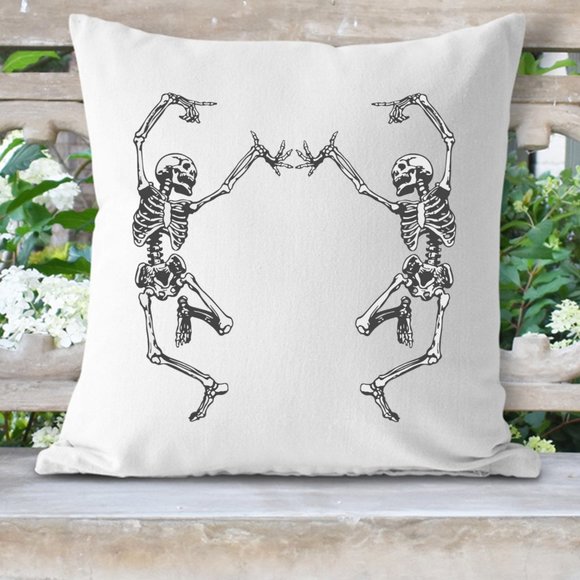 Halloween Pillow Cover, Dancing Skeletons, 16x16 - Picture 1 of 2